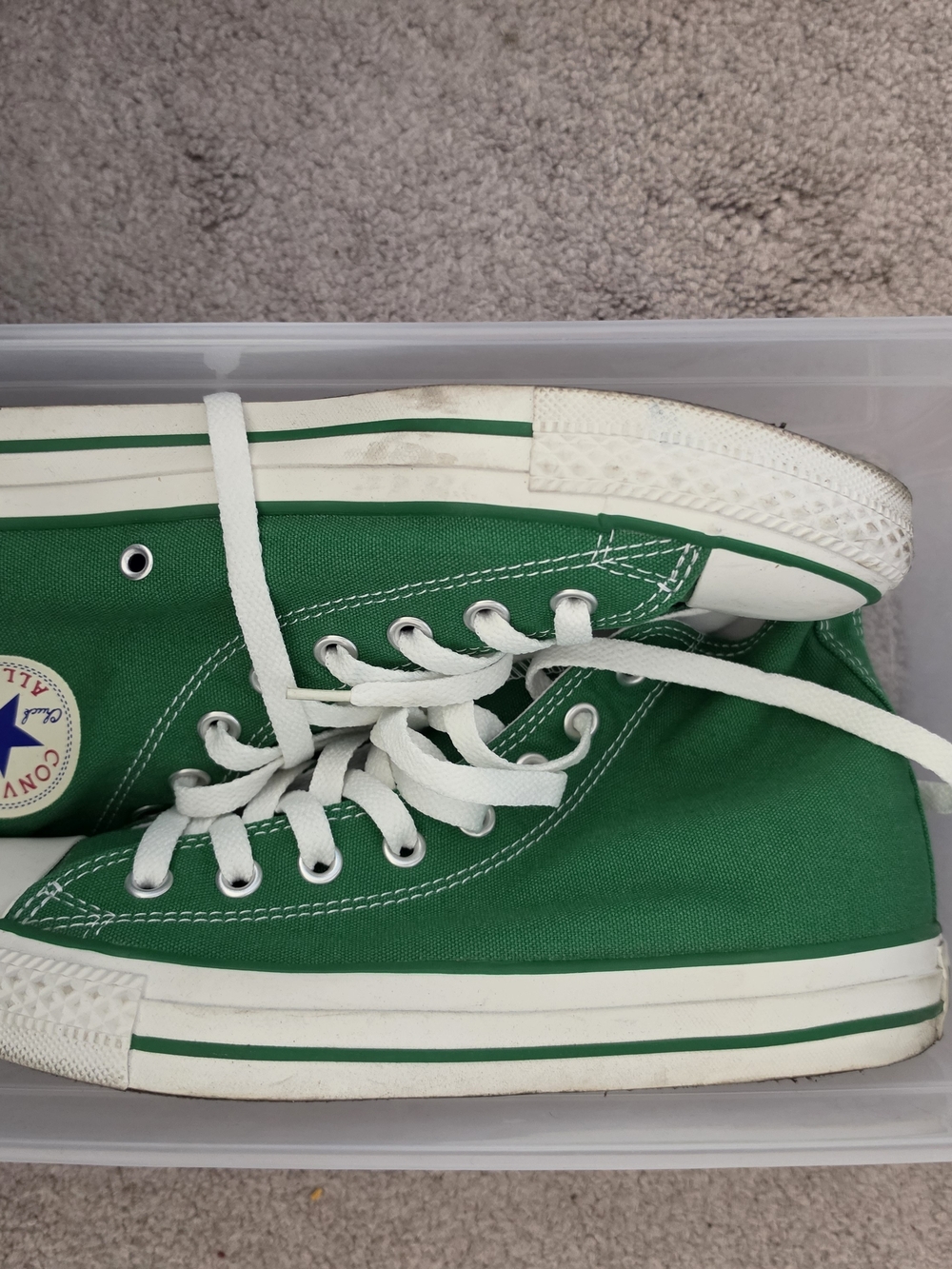 Converse Green Canvas High-Top Sneakers with White Laces